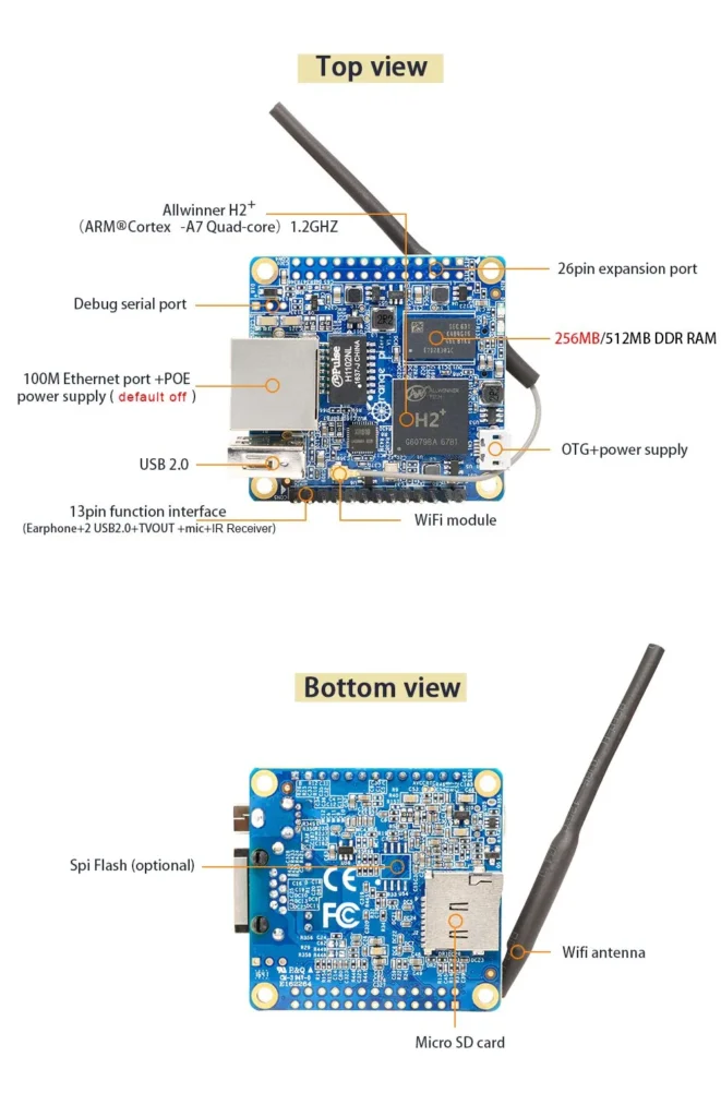 Orangepi zero 512 MB+ võ hộp + Module mở rộng